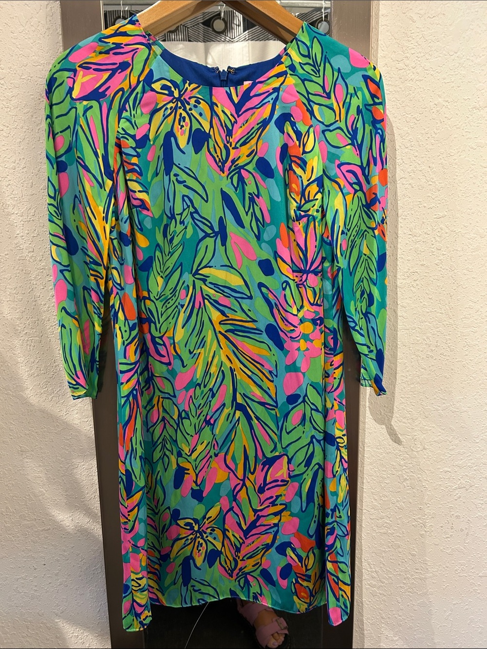 Vibrant Teal Tropical Print Lilly Pulitzer Shift Dress size 0.